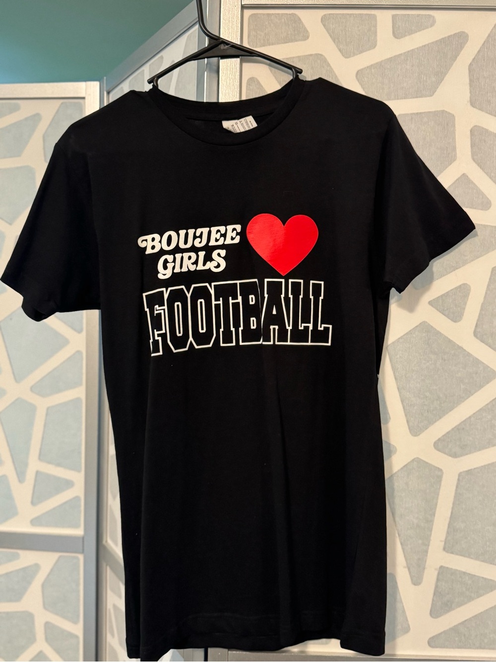Boujee Girls Heart Football Graphic Tee - Black & Red